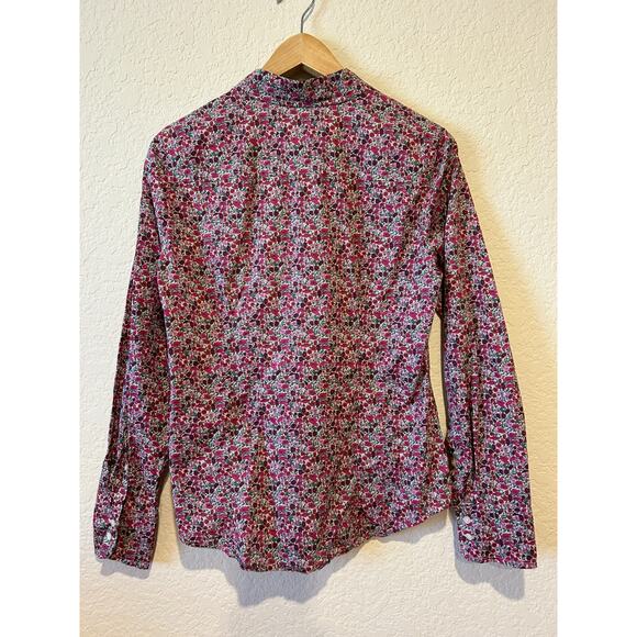 J Crew Liberty London Art Fabrics floral Button Up Shirt Sz 6 Preppy Fuscia - Picture 4 of 8